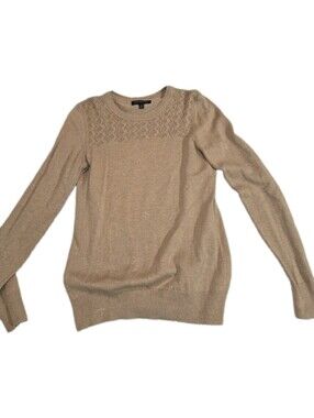 banana republic Pullover Sweater Sz S Pointelle Knit Chocolate Brown  Long...